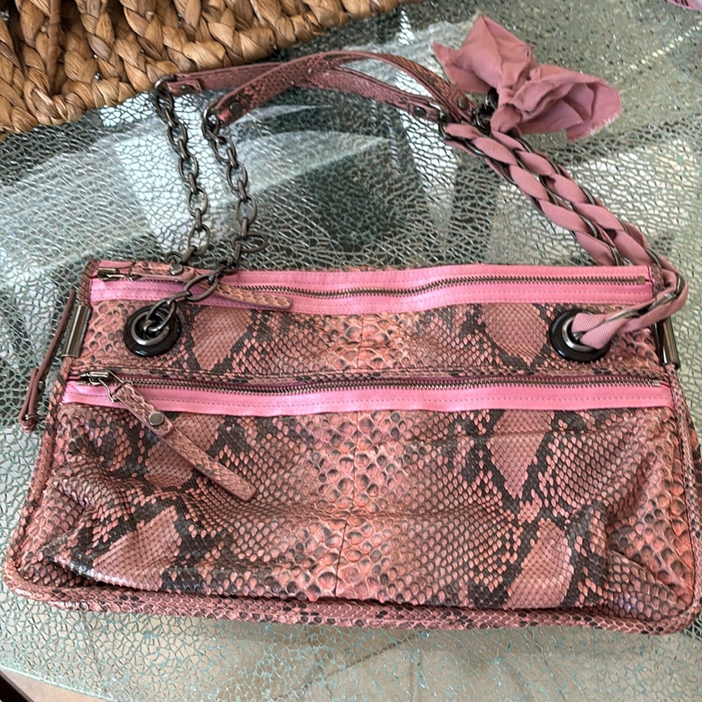 LANVIN PARIS Multi zipper Snakeskin Bag